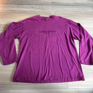 VINTAGE Guess Jeans USA Long Sleeve Shirt Men's L‎ Majenta Georges Marciano